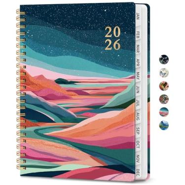 Imagem de Agenda 2026 – Agenda semanal e mensal, janeiro de 2026 a dezembro de 2026, agenda de calendário 2026 com encadernação em espiral, bolso interno, perfeito para material escolar de escritório em casa