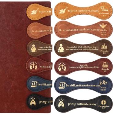Imagem de Spakon Marcadores de livro magnéticos cristãos, versículo bíblico, religioso, personalizado, de couro, para colega de trabalho, escola dominical, professor, enfermeira, pastor, esposa, presente para