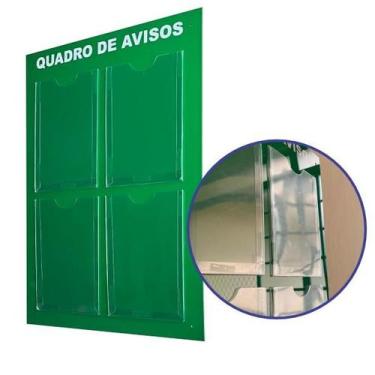 Imagem de Quadro Aviso Gestão Á Vista 4 Displays Transparente A4 Acm Verde Pared