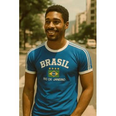 Imagem de Camisa do Brasil Bordada Adulto Unissex - ToJoia18k, Azul claro, EXG