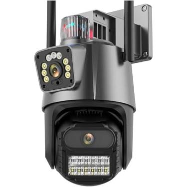 Imagem de Câmera IP P11 Sem Fio de Segurança Externa, 6MP Câmera de Visão Noturna Infravermelha WiFi, Dupla Lente Grande Angular, IP66 à Prova D'água, AI Detecção de Movimento, Chamada de Voz Bidireciona