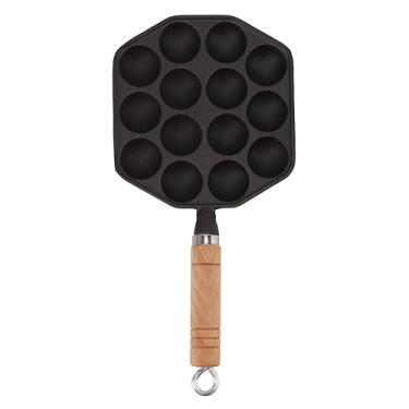 Imagem de Panela Takoyaki com 14 furos, excelente condutividade de calor, ferro fundido, multifuncional, bom isolamento térmico, bola de polvo, grelha para cozinha, pequenas sobremesas