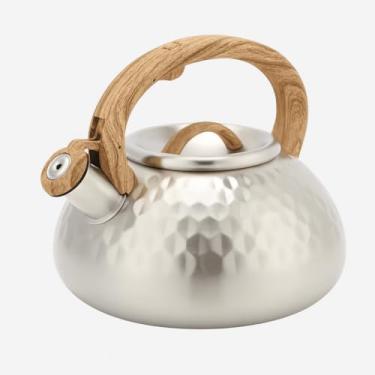 Imagem de Chaleira Premium de Aço Inox Com Apito, Design Diamante, 3 Litros, Cabo de Silicone, Compatível Com Todos Os Tipos de Fogão, Indução, Gás, Elétrico -QHS