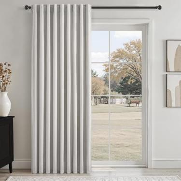 Imagem de Cortinas blackout totais extralargas de 236 cm de largura para sala de estar cinza bege prega cortina blackout de linho para tratamento de janela grande cortinas térmicas privacidade bolso para varão