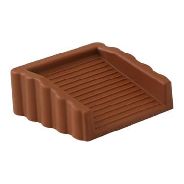 Imagem de MotiveTech Protetor de porta de borracha para piso, piso de madeira, carpete, batente de porta, cunha para cozinha, hotel, escritório, banheiro, 1 Peça Marrom