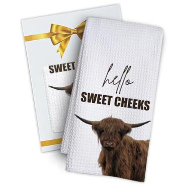 Imagem de Buildinest Toalhas de banheiro de vaca, Hello Sweet Cheeks Farmhouse Cow Toalhas de mão decorativas conjunto de 1 -A04