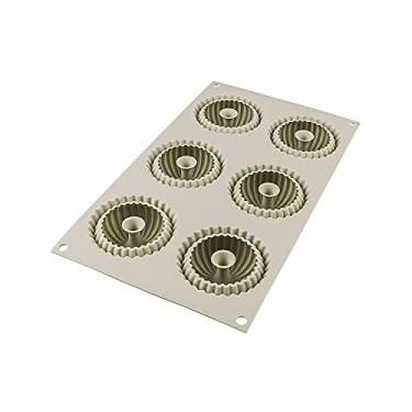 Imagem de Silikomart Molde de silicone Mini Raggio, bandeja flexível com tecnologia 3D cria 6 sobremesas ou bolos arredondados com detalhes canelados, seguro para forno, micro-ondas, freezer e lava-louças, feito na Itália
