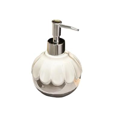 Imagem de Dispensador de sabão Dispensador de sabonete cerâmica 350 ml, líquido para hotel, xampu, limpador facial, dispensador loção, garrafa pressão(Branco)