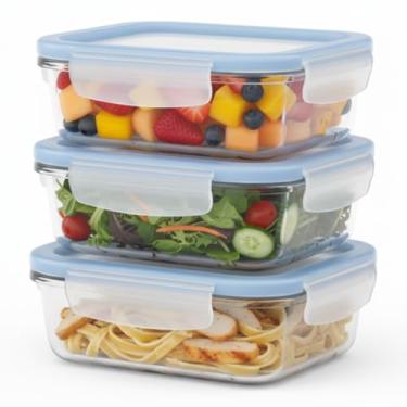 Imagem de Kit 3 Potes de Vidro Hermético 370ml com Tampa de Silicone, Vedação Antivazamento, para Marmitas e Armazenar Alimentos, Mantimentos - Microondas, Forno, Freezer