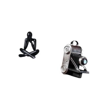 Imagem de Fenteer Escultura de Câmera Abstrata, Ornamento de Resina, Estátua Decorativa Moderna para Sala de Estar, Estante, Decoração de Casa, Acessório Colecionável E