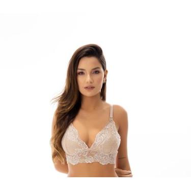 Imagem de Sutiã Amamentação Gestante Sem Bojo Rendado Delicado - DAGUTH, Bege, 4