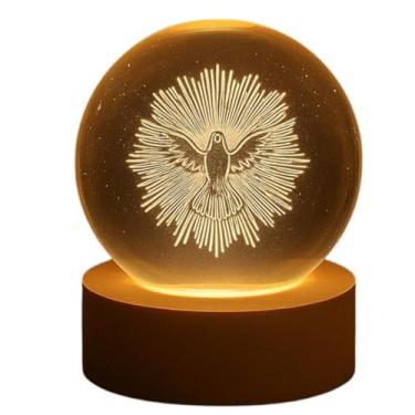 Imagem de Luminária de Mesa Devocional Divino Espírito Santo 6cm – Luz Sagrada com LED, Símbolo de Fé, Paz e Proteção para Oratórios, Ambientes e Decoração Religiosa Premium