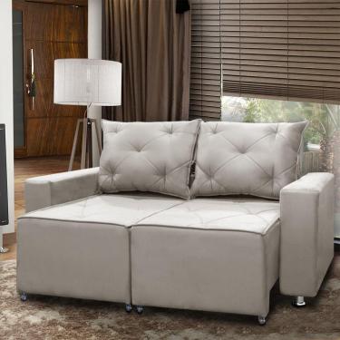 Imagem de Sofá Retrátil E Reclinável 2 Lugares Bariloche 1.50cm C/ Molas - Veludo Marfim