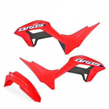 Imagem de Kit Plástico Biker Reestyle C/ Adesivos Nxr Bros 150 2009 a 2015, Verm