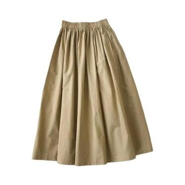 Imagem de Saia Longa Plissada Branca Feminina De Cintura Alta, Comprimento Até O