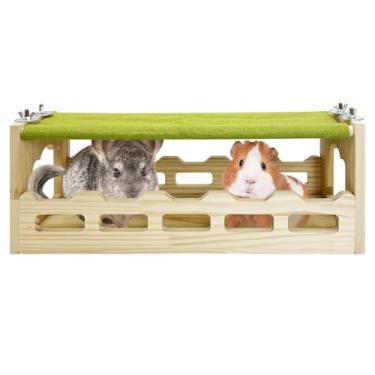 Imagem de Hamiledyi Ponte suspensa de madeira chinchila plataforma ponte suspensa esquilo túnel brinquedos para decoração de habitat de hamster de porquinho-da-índia e brinquedos acessórios de gaiola de