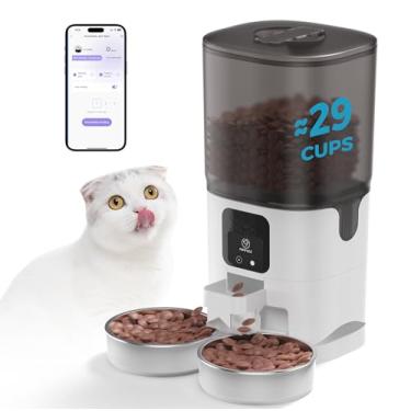 Imagem de PAPIFEED Alimentador automático de gatos para 2 gatos, WiFi 7L branco