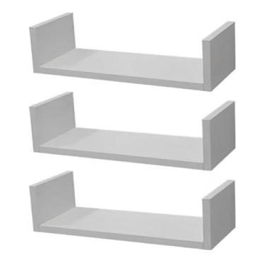 Imagem de Prateleira de Parede, Jogo 3 Prateleira em U Quarto Sala Cozinha Mdf Branco(70x20cm)(Branco)