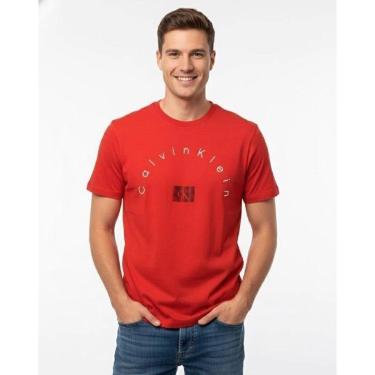 Imagem de Camiseta Calvin Klein Vermelha Logomarca Ck Refletiva - 4RB8011S-600-Masculino