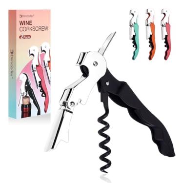 Imagem de Saca-rolhas com dobradiça dupla de veludo macio, saca-rolhas de vinho, saca-rolhas resistente, cortador de alumínio e abridor de garrafas, pacote com 2 (2, preto)