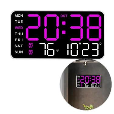 Imagem de Relógio Digital Parede e Mesa Temperatura Humidade Despertador Data Hora Led (Violeta)