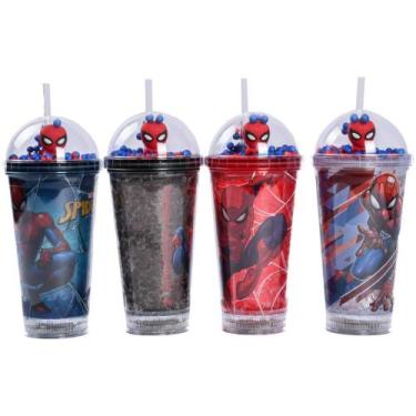 Imagem de Copo Decorado SPIDER-MAN com LED e Canudo 450ML Sortido - BBR