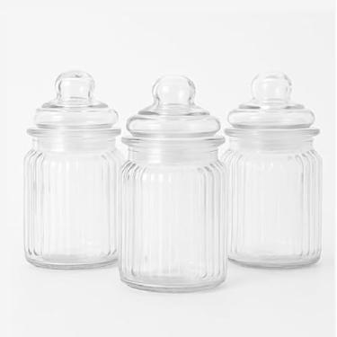 Imagem de Kit 3 Potes de Vidro Hermético 230ml Armazenamento com Estilo e Praticidade Ideal para temperos, chás, grãos, balas, geleias e pequenos alimentos.
