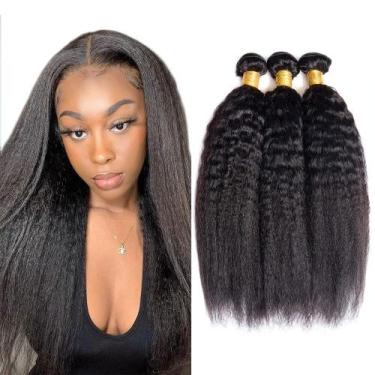 Imagem de Pacotes de cabelo Wuvusnm Yaki Straight Brazilian Remy 50cm