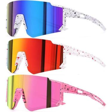 Imagem de Óculos de sol AWGSEE Baseball para crianças, pacote com 3, proteção UV