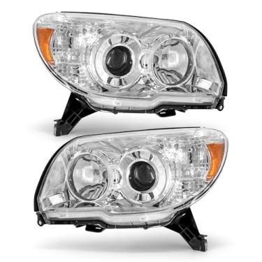 Imagem de Conjunto de farol para Toyota 4Runner 2006 2007 2008 2009 farol de projeção cromado refletor âmbar lado do motorista e do passageiro (lâmpada não incluída)