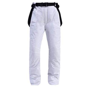 Imagem de Calças masculinas de esqui com cintas, à prova de vento à prova de água grossa roupa de esqui de algodão calças de neve para homens acampamento ao ar livre térmica durável golfe calças de viagem