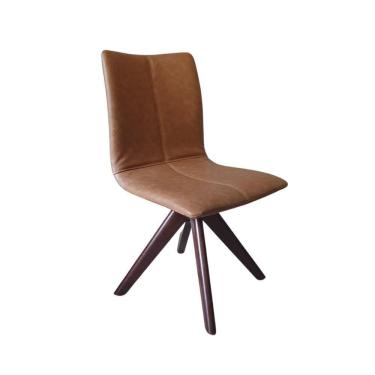 Imagem de Cadeira De Jantar Andy Couro Giratória Marrom Amarelado