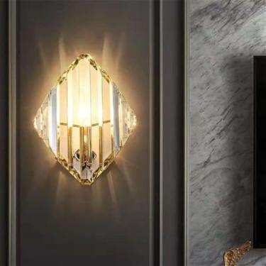 Imagem de Luminária de parede moderna e luxuosa em cristal com LED, ideal para sala de estar, quarto, cabeceira, casa de campo, hotel, escritório, escada e corredor (Estilo 34 D17H23CM)