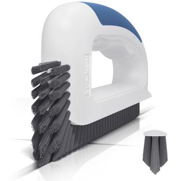 Imagem de Lumkew Escova de limpeza de argamassa para piso de azulejo, em forma de V, limpeza rígida para banheiro, chuveiro, azul, 1 peça