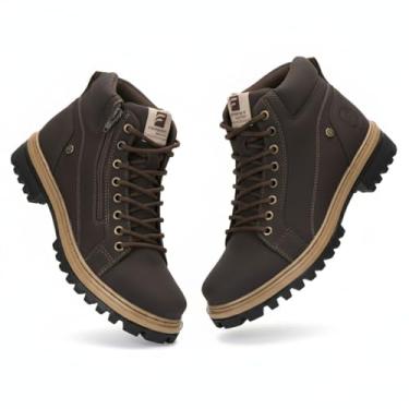 Imagem de Coturno Masculino Casual com Zíper Lateral Solado Tratorado Conforto Interno Sola Durável Couro Sintético (Marrom, Padrão, BR, Adulto, Numérico, 38)