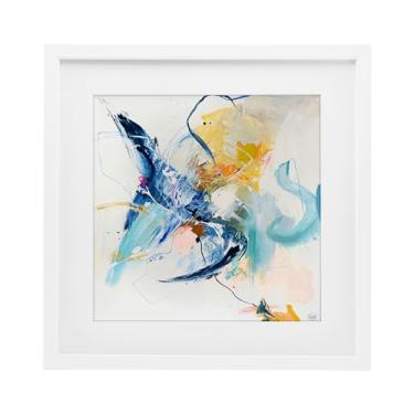 Imagem de Stupell Industries Impressão emoldurada branca abstração azul confiante sob vidro, design por Design Fabrikken, 13 x 13