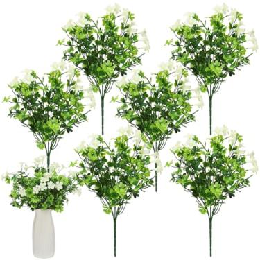 Imagem de Wavwavw 6 ramo de trevo artificial irlandês simulado plantas verdes dia de São Patrício colheita vegetal caule folha de trevo arranjo de flores artificiais para decoração de mesa de casamento DIY casa