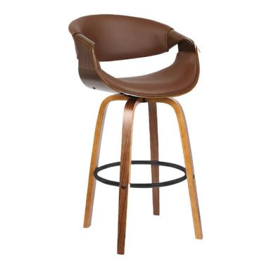 Imagem de Banqueta Nicole Base Madeira - Pu Marrom