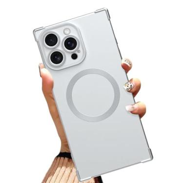 Imagem de AIGOMARA Capa magnética para iPhone 16 Pro de 6,3 polegadas [compatível com MagSafe] Capa protetora fina de TPU macio com cantos reforçados à prova de choque para mulheres e homens