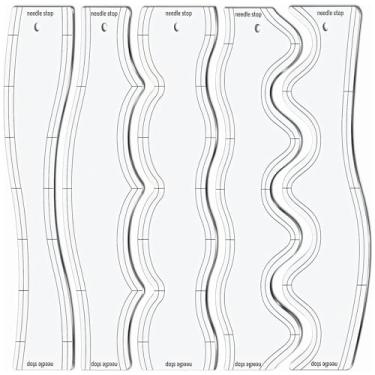Imagem de Réguas para estofamento de acrílico, 5 peças de modelos de costura com design ondulado transparente, réguas para moldes de máquina de costura e acolchoamento, 9,1 x 26 cm