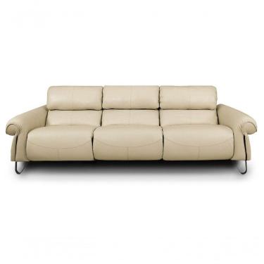 Imagem de Sofá Reclinável Elétrico De Couro Belarus Manteiga - Mempra (3 Módulos)