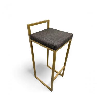 Imagem de Banqueta Quadro Com Encosto Estofada Metalon Dourado Cinza - 65cm