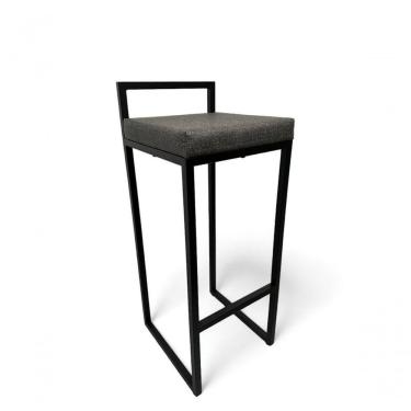 Imagem de Banqueta Quadro Com Encosto Estofada Metalon Preto Cinza - 65cm