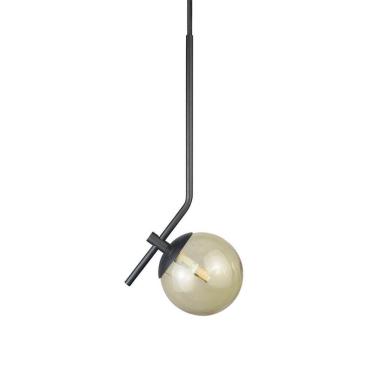 Imagem de Pendente On Ly Preto Com Globo Esfera De Vidro âmbar