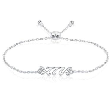 Imagem de Presente de Natal para mulheres, pulseira com número de anjo, banhado a ouro 14K, borboleta, tornozeleira, 333, 444, 777, pulseira ajustável, numerologia, joias, presentes de aniversário para mulheres