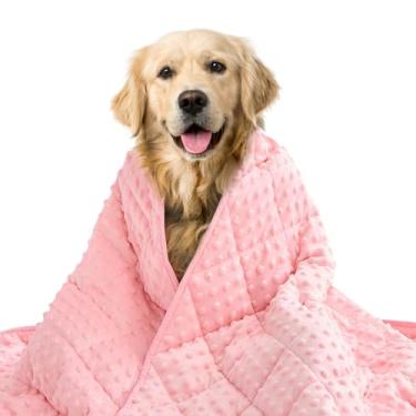 Imagem de yescool Cobertor ponderado rosa para cães, cobertores de trovão de 1,4 kg, camisa para cães, 91 x 122 cm, cobertor médio para filhotes de 9 a 20 kg, cobertores pesados para animais de estimação para