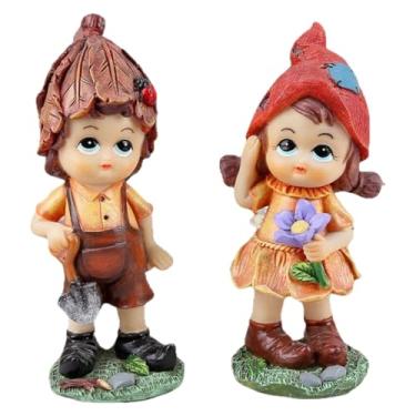 Imagem de Baoblaze 2x Estatuetas de Casal em Resina, Menino e, Artesanato Romântico, Presente Romântico, Estátua de Elfo Fofo para Decoração, Presente