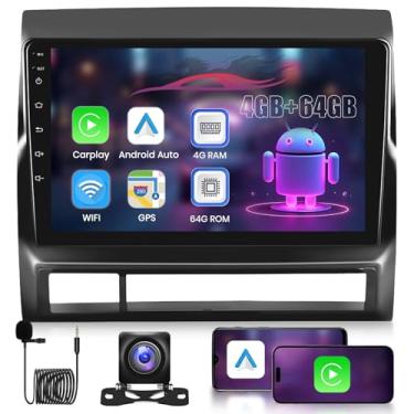 Imagem de Carro estéreo sem fio Carplay para Toyota Tacoma 2005-2013 Android Auto, [8 núcleos 4G + 64G] Rádio veicular com tela sensível ao toque de 22 cm com DSP/BT/WiFi/EQ/link espelhado/GPS Navi + câmera