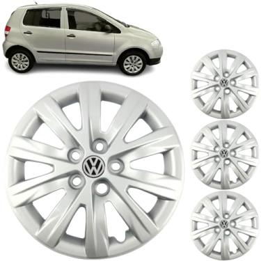 Imagem de Jogo 4 Calotas Aro 14 Vw Fox SpaceFox E Polo 2009 a 2016 Com Adesivo Logo Vw Resinado Grid GR049CB