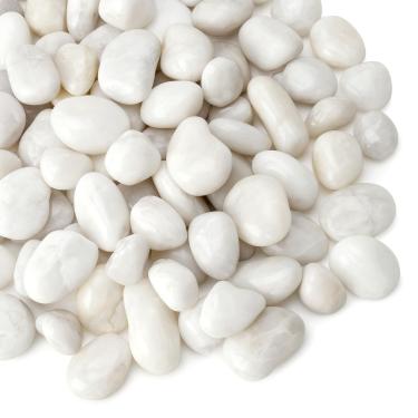 Imagem de Mr. Fireglass Pedras naturais decorativas brancas polidas para aquário cascalho rochas de rio para paisagismo, enchimento de vasos, tanque de peixes, 9,5 mm, 2,25 kg